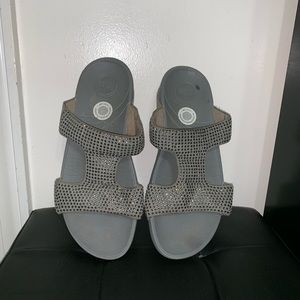Gray Rhinestone Fitflops
